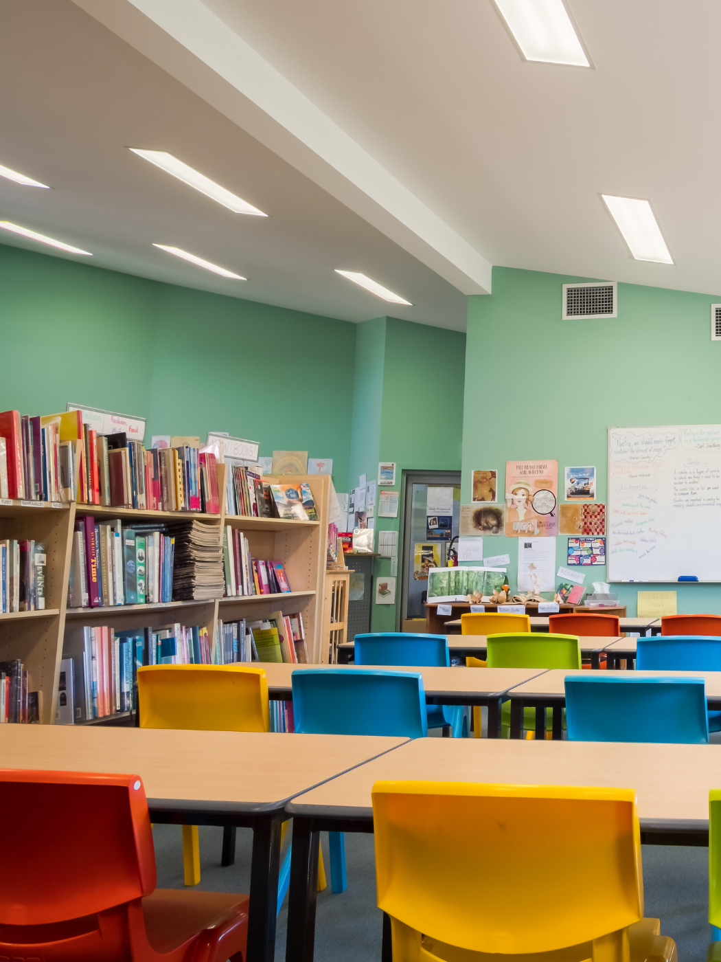 Beautiful classroom setting with colorful and engaging decor