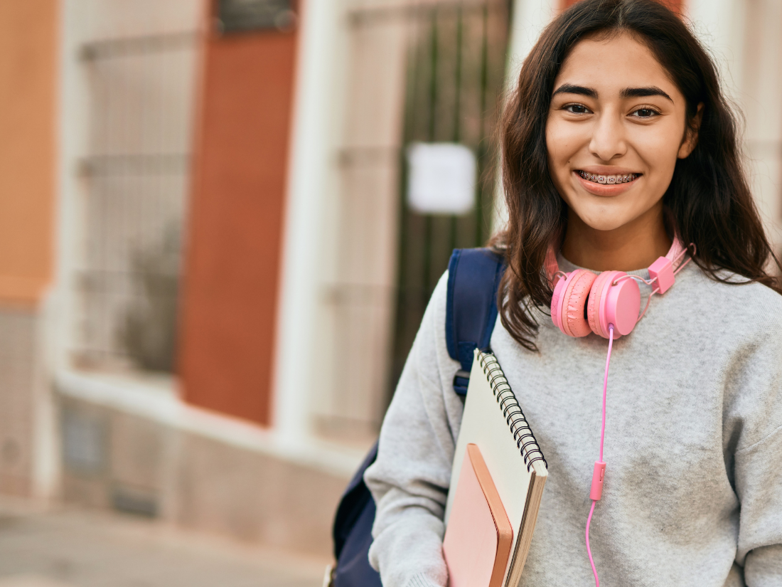 Young high school student about to go to class