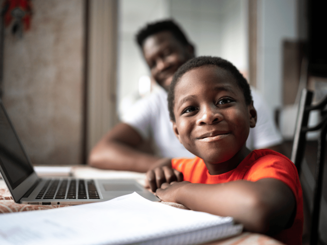 Child working on homework assignment